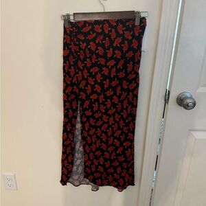 Urban outfitter rose print midi skirt